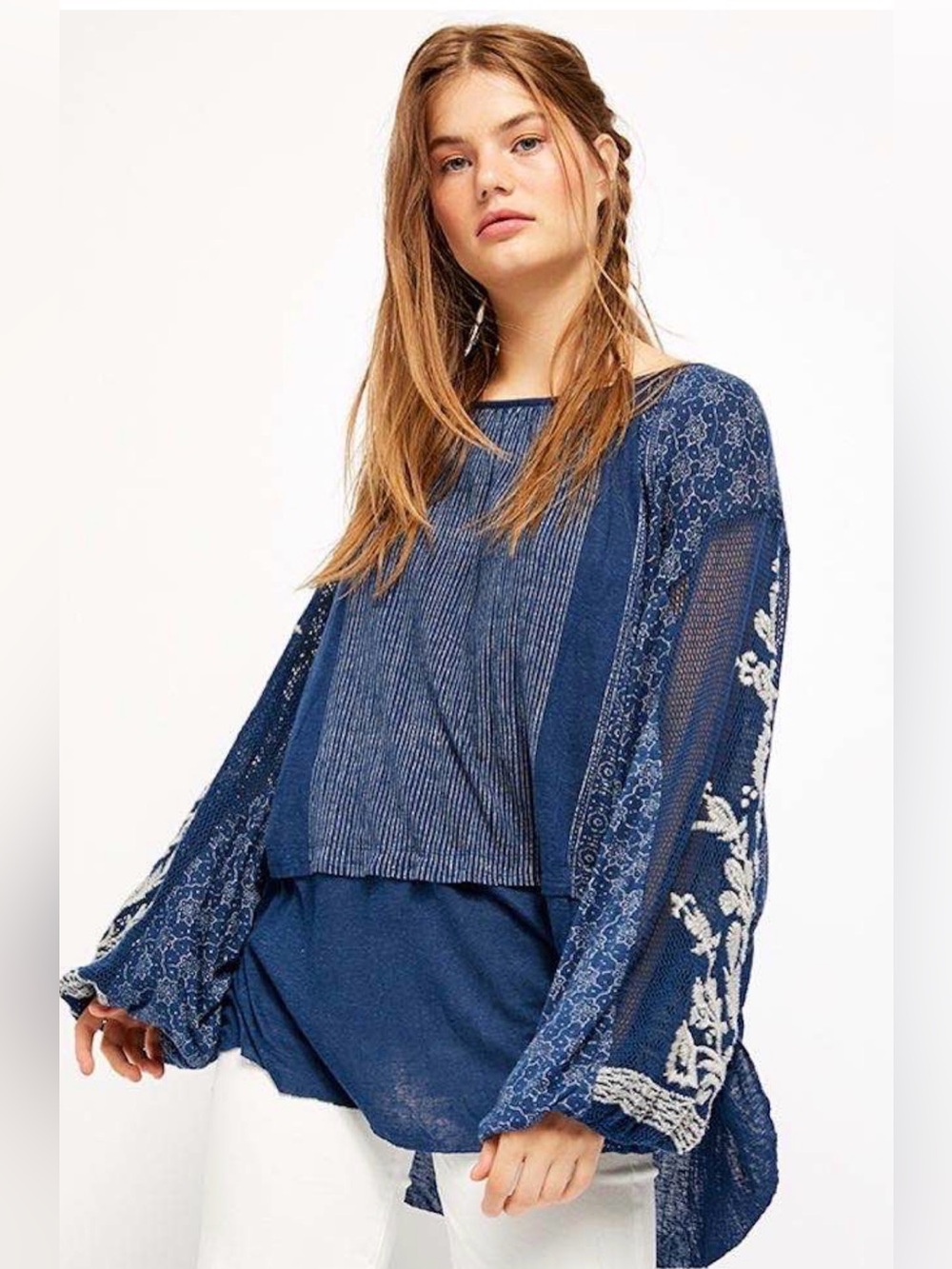 Free People “Indigo Dreams” Tunic Blouse - Oversized.